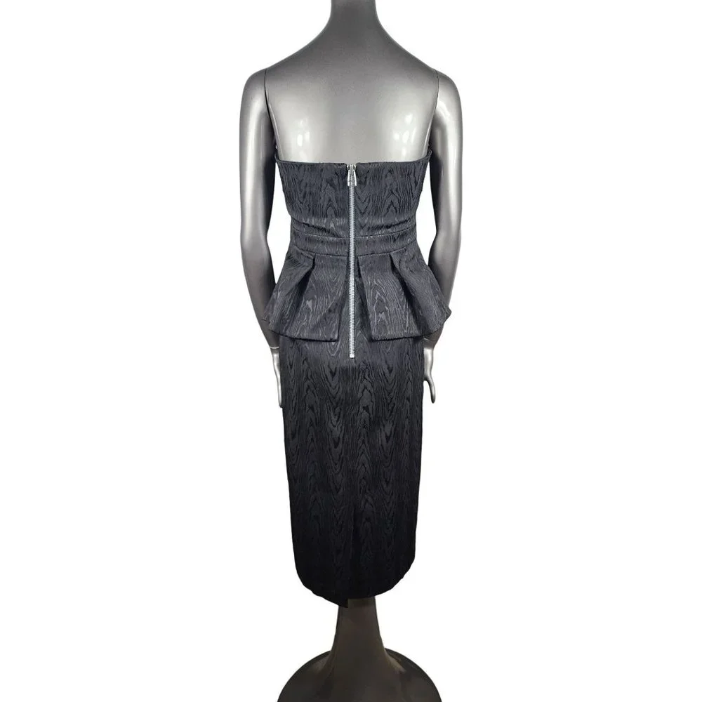 Veronica Beard NWT Strapless Black Dress 12 Peplum Allyson Silver Zip - Picture 4 of 6